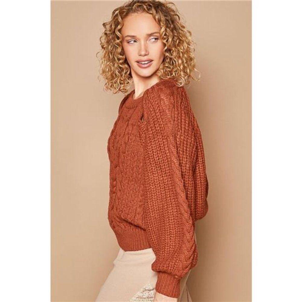 POL Cable Knit Cutout Long Sleeve‎ Sweater - Picture 2 of 3